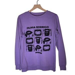 OLIVIA RODRIGO lilac graphic band tee pullover crewneck sweatshirt M